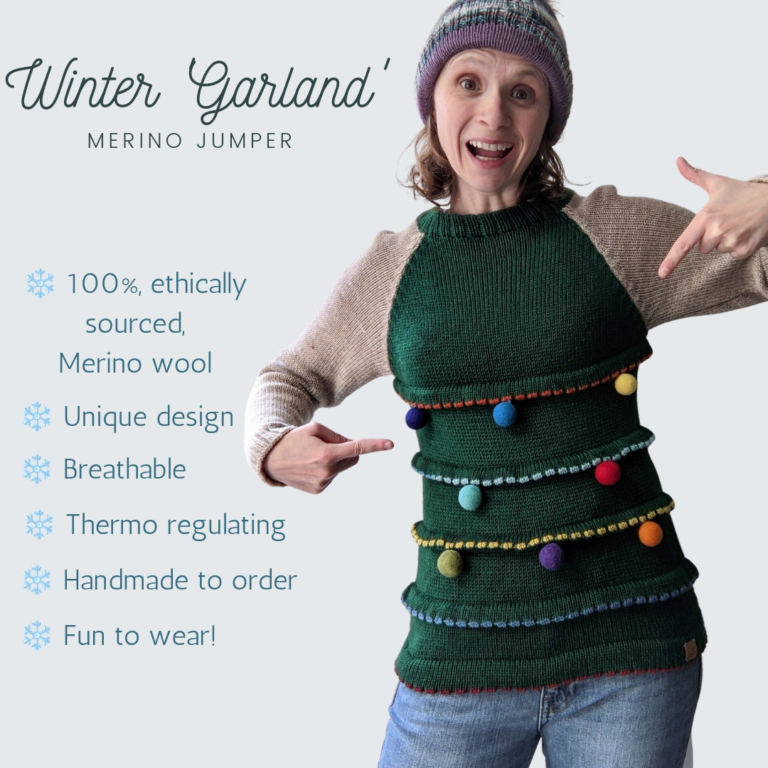 Adults Merino Wool Winter 'Garland' Jumper (Made to order)