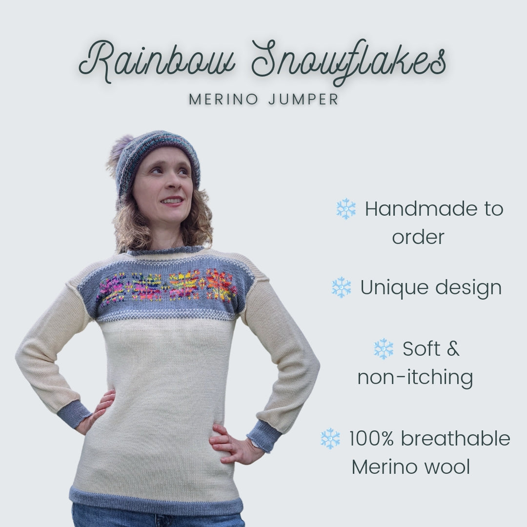 'Rainbow Snowflake' Merino Jumper (Made to order)