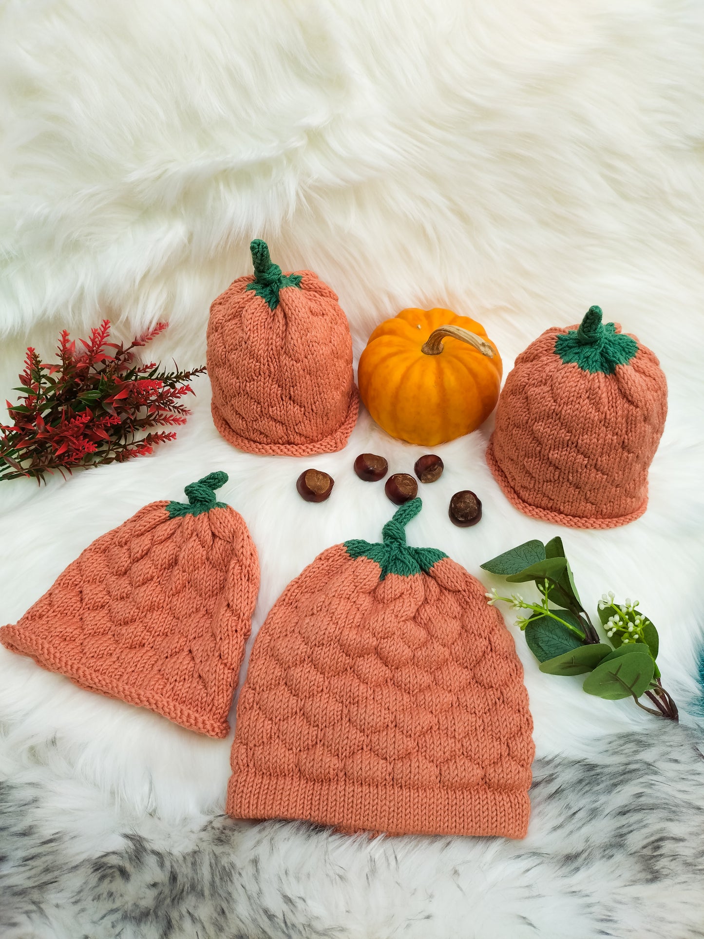 Kids Pumpkin Hat – Handmade Merino Wool, 2 Colour Options, Autumn Beanie