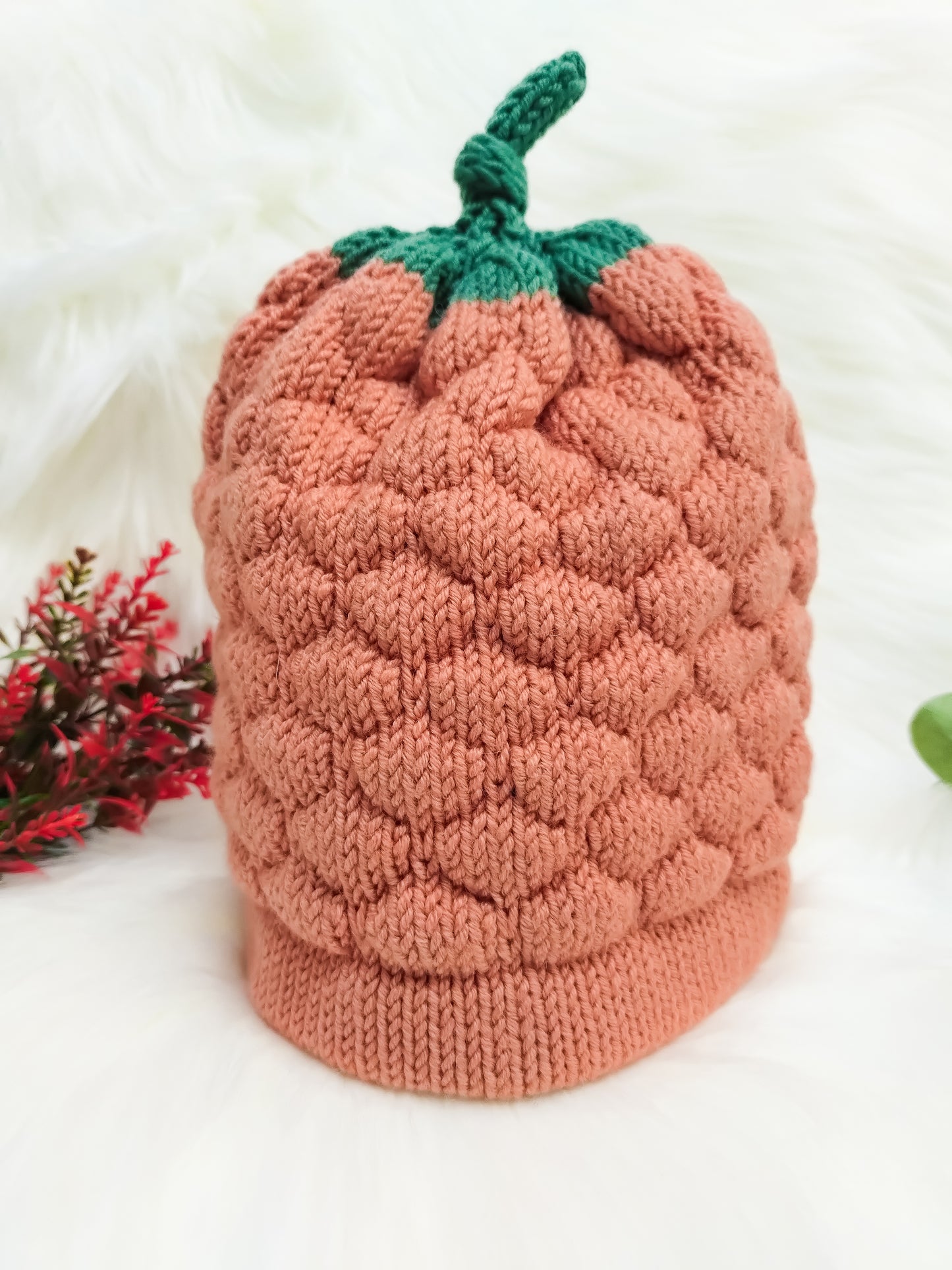 Kids Pumpkin Hat – Handmade Merino Wool, 2 Colour Options, Autumn Beanie