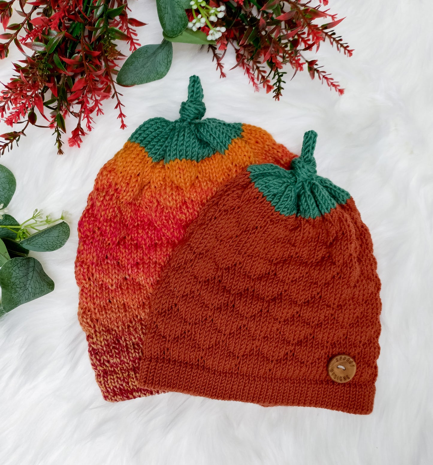 Merino Wool Pumpkin Hat – Handmade Autumn Beanie in Two Colours (Adult Size)