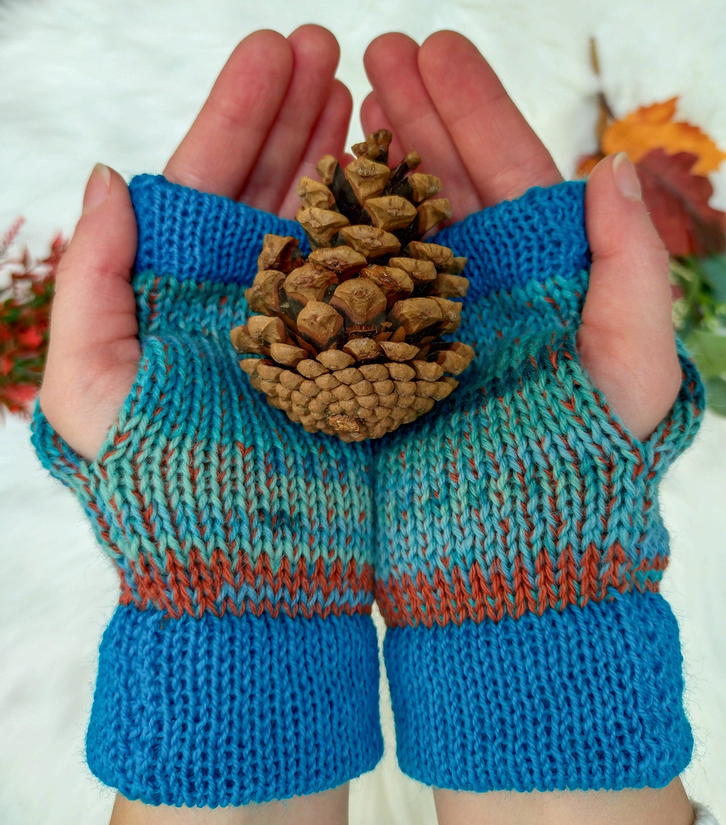 Kingfisher Wool Hand Warmers – Bright & Durable Fingerless Gloves – Sustainable Gift for Him or Her