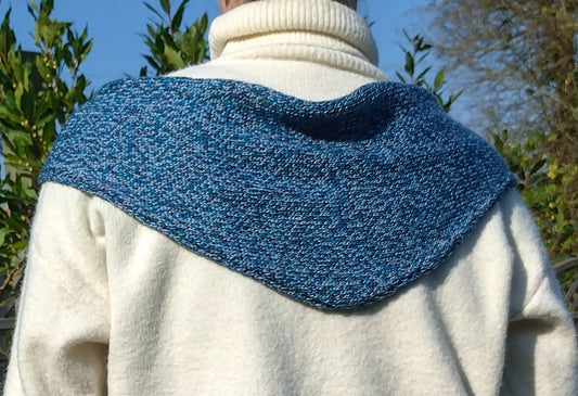 Handmade Twisted Blue Triangle Scarf - British & Merino Wool