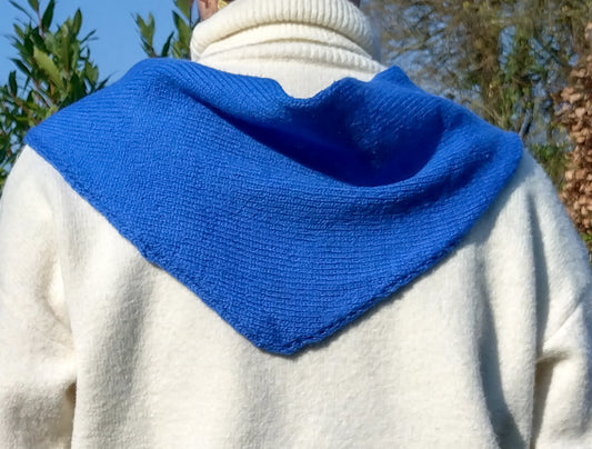 Handmade Cobalt Blue Triangle Scarf - British Wool