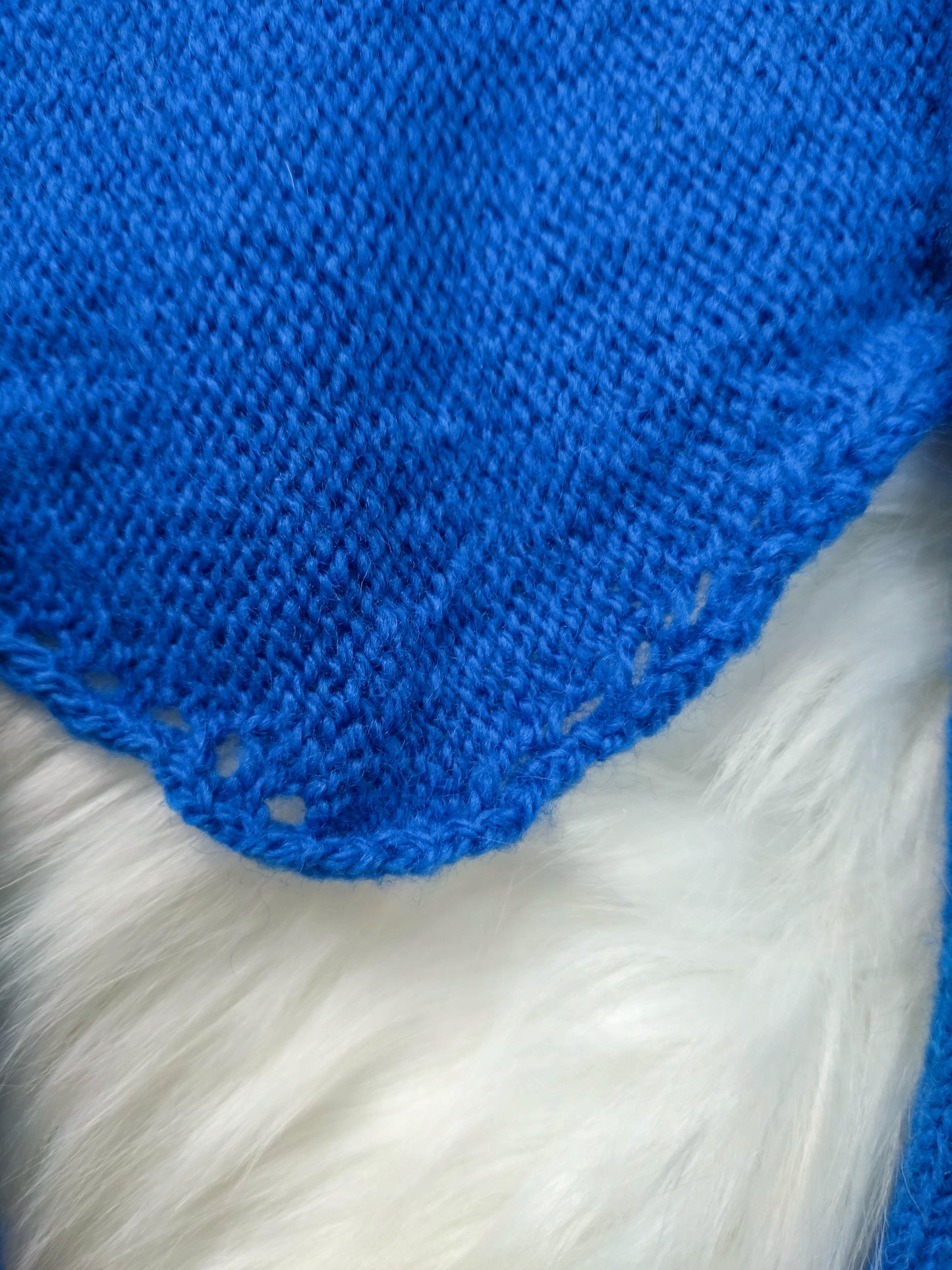 Handmade Cobalt Blue Triangle Scarf - British Wool