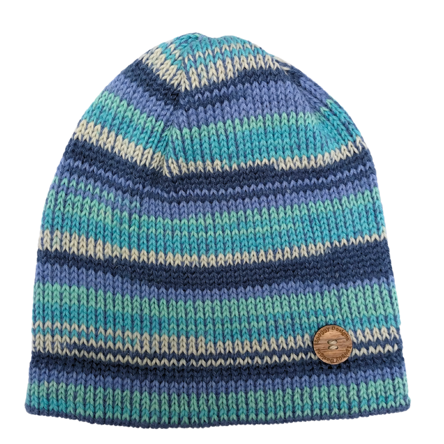 Winter Ice Striped Beanie Hat – Handmade, Cosy & Colourful