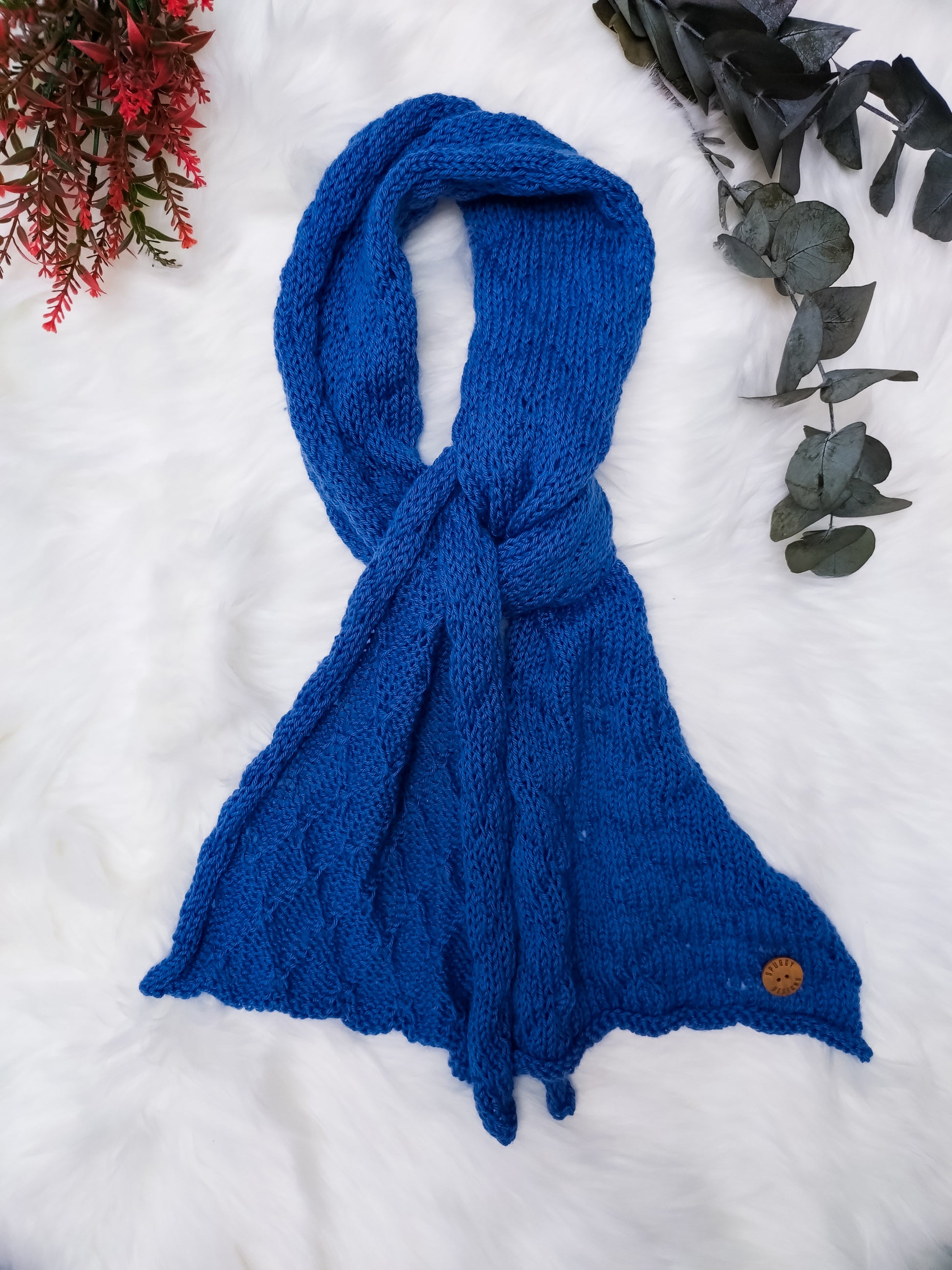 Dark blue (cobalt) soft merino scarf handmade using sustainable materials, by UK knitwear brand Spuggy Designs.
Christmas gifts. Mens gifts UK Gifts for her, gifts for teens, gifts for mum, gifts for girlfriends. Dopamine dressing UK.