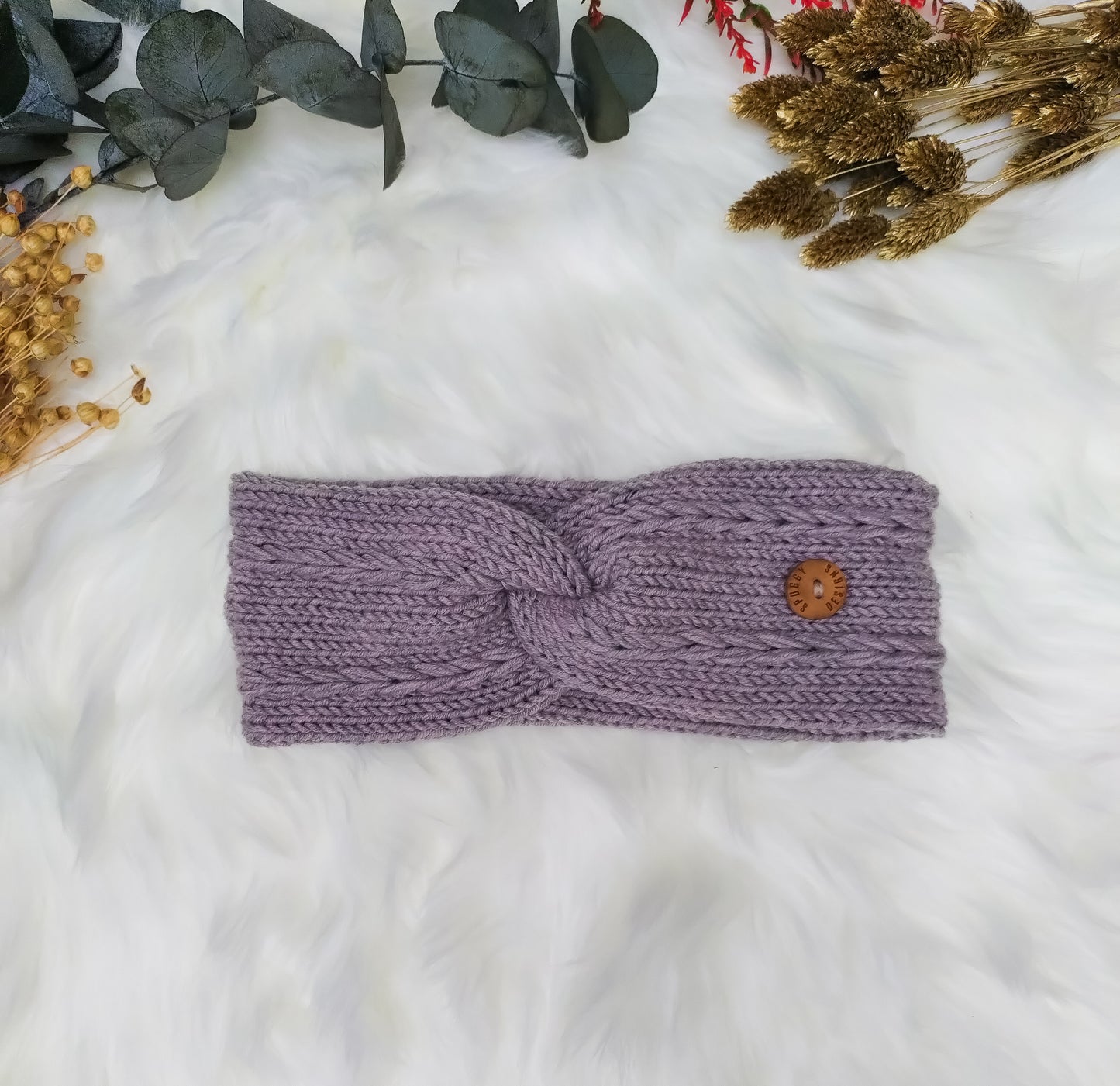 A Fawn brown soft merino headbands, with a braided cable design. Handmade in the UK by sustainable knitwear brand Spuggy Designs. Perfect gift for teens, girlfriends, friends, sisters. Christmas gifts UK. Dopamine dressing.