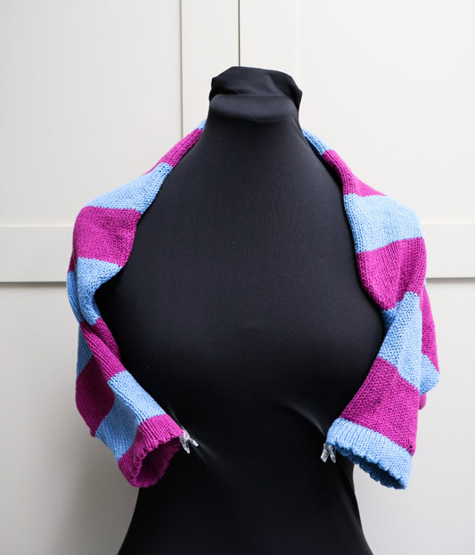 SALE: Blue & Purple Striped Bolero Shrug - Recycled Cotton