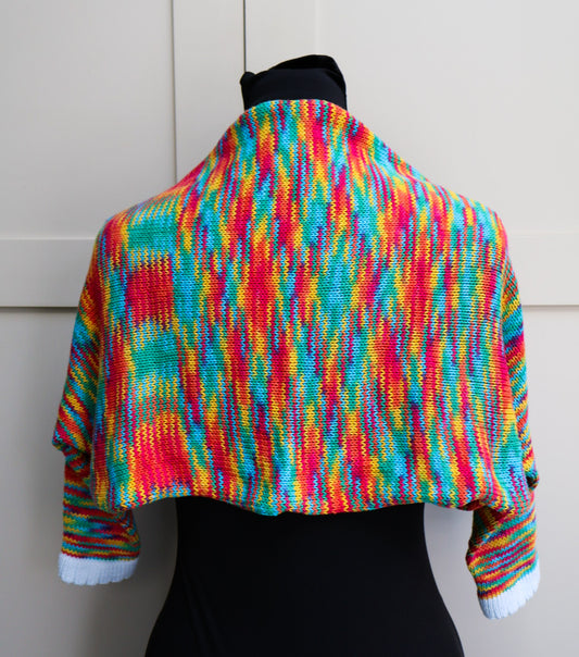 SALE: Rainbow Multicoloured Knit Bolero Shrug - 100% Cotton