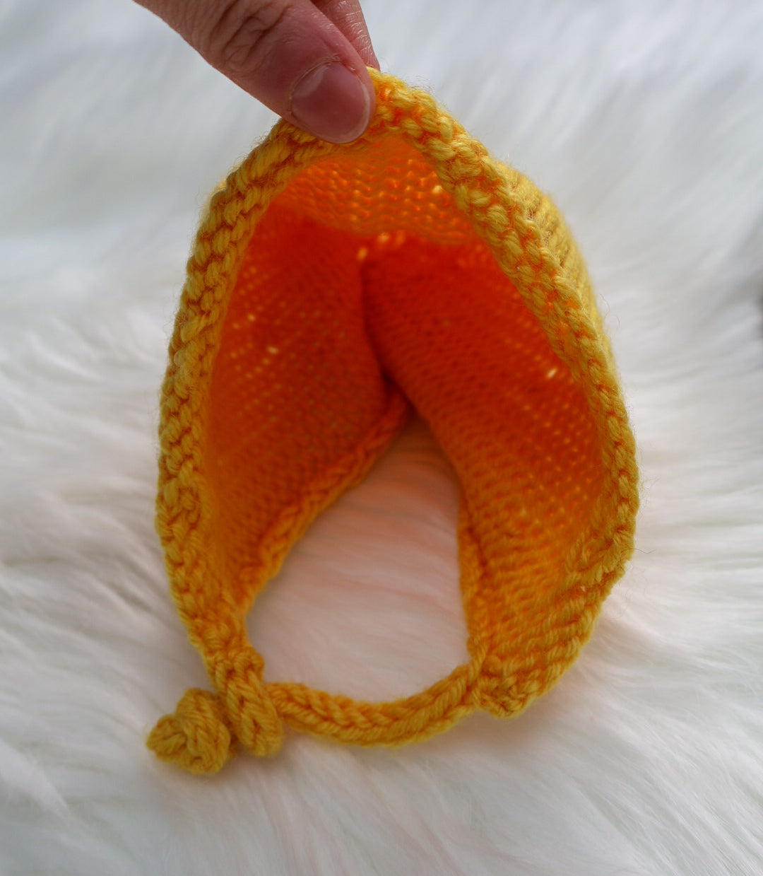 SALE: Merino Baby Bonnet 0-3 months - Yellow