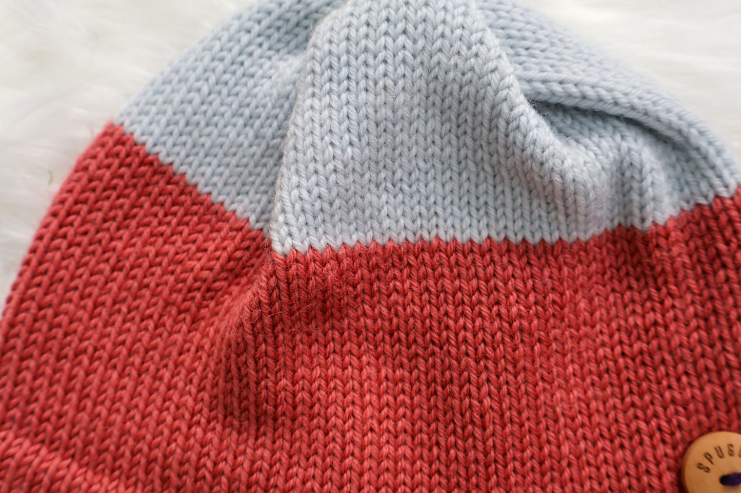 SALE: Merino Duo Beanie - Coral & Grey