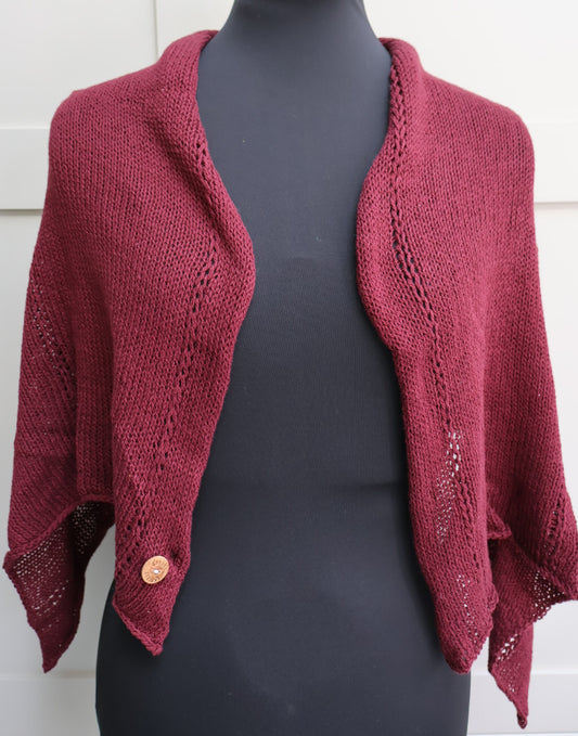 SALE: Sample Cotton Shawl Wrap - Burgundy Red
