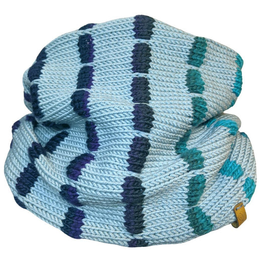 Northern Lights Spotty Merino Wool Snood – Handmade Knitted Neck Warmer, the perfect Christmas Gift