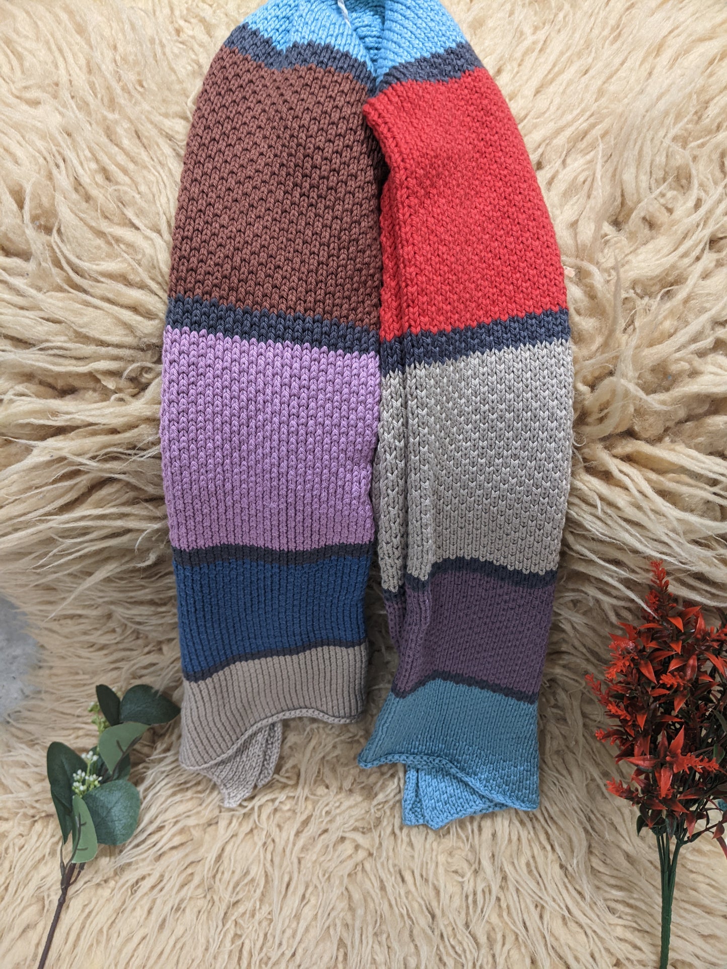 Adults Cotton Multicoloured Textured Scarf