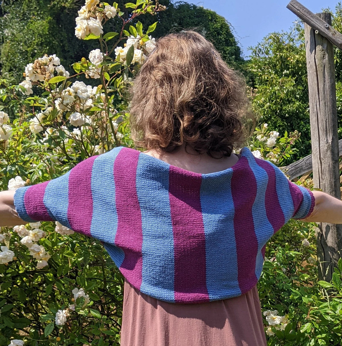 SALE: Blue & Purple Striped Bolero Shrug - Recycled Cotton
