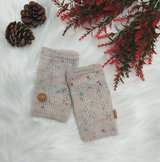 Braid Cable Fingerless Gloves – Sprinkles | 100% Merino Wool Hand Warmers