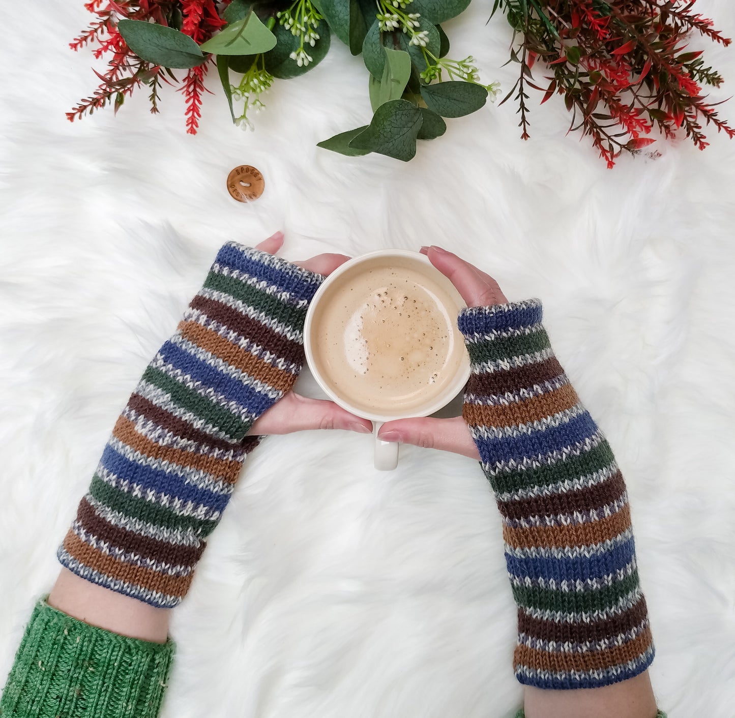 Colourful Wrist Warmers – Wool Blend, One Size, Handmade in the UK