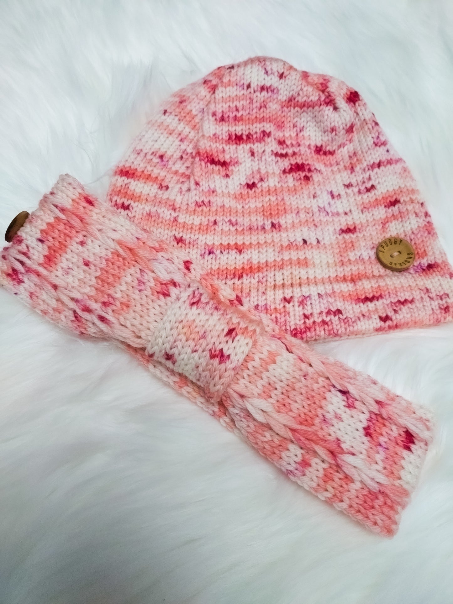 Custom set - matching hat and headband Marshmallow Kisses