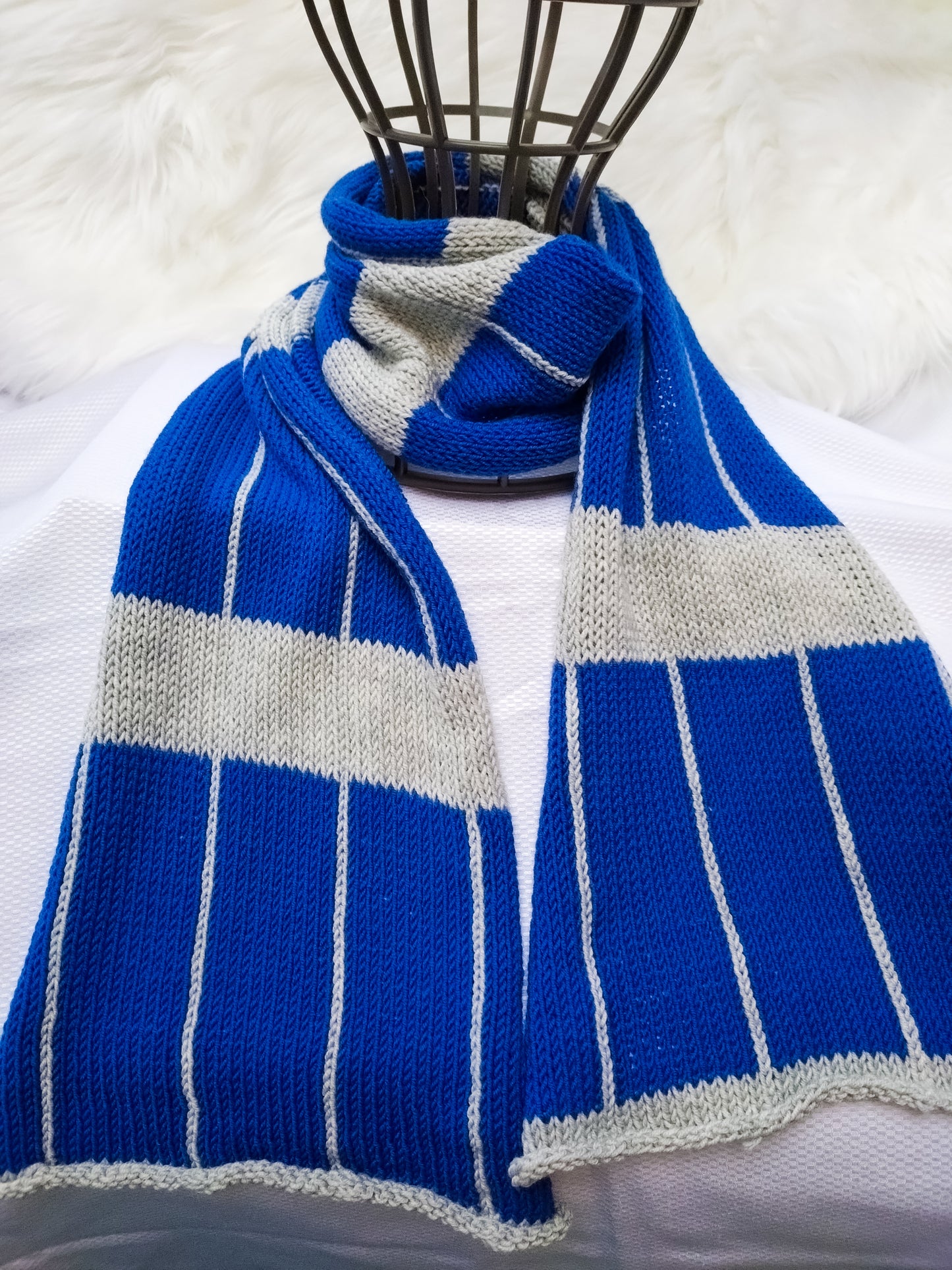 Large Checkered Merino Wool Scarf – Premade, Ready to Ship