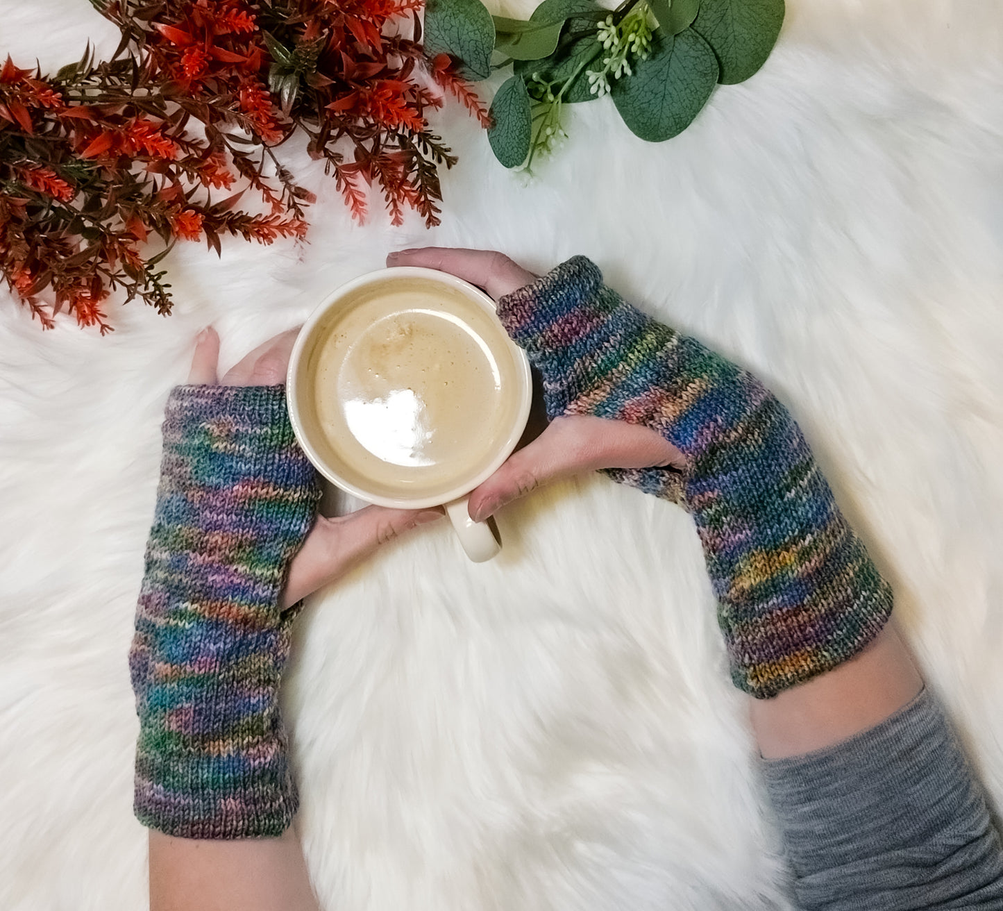 Colourful Wool Blend Wrist Warmers – Unisex, One Size, Handmade in the UK