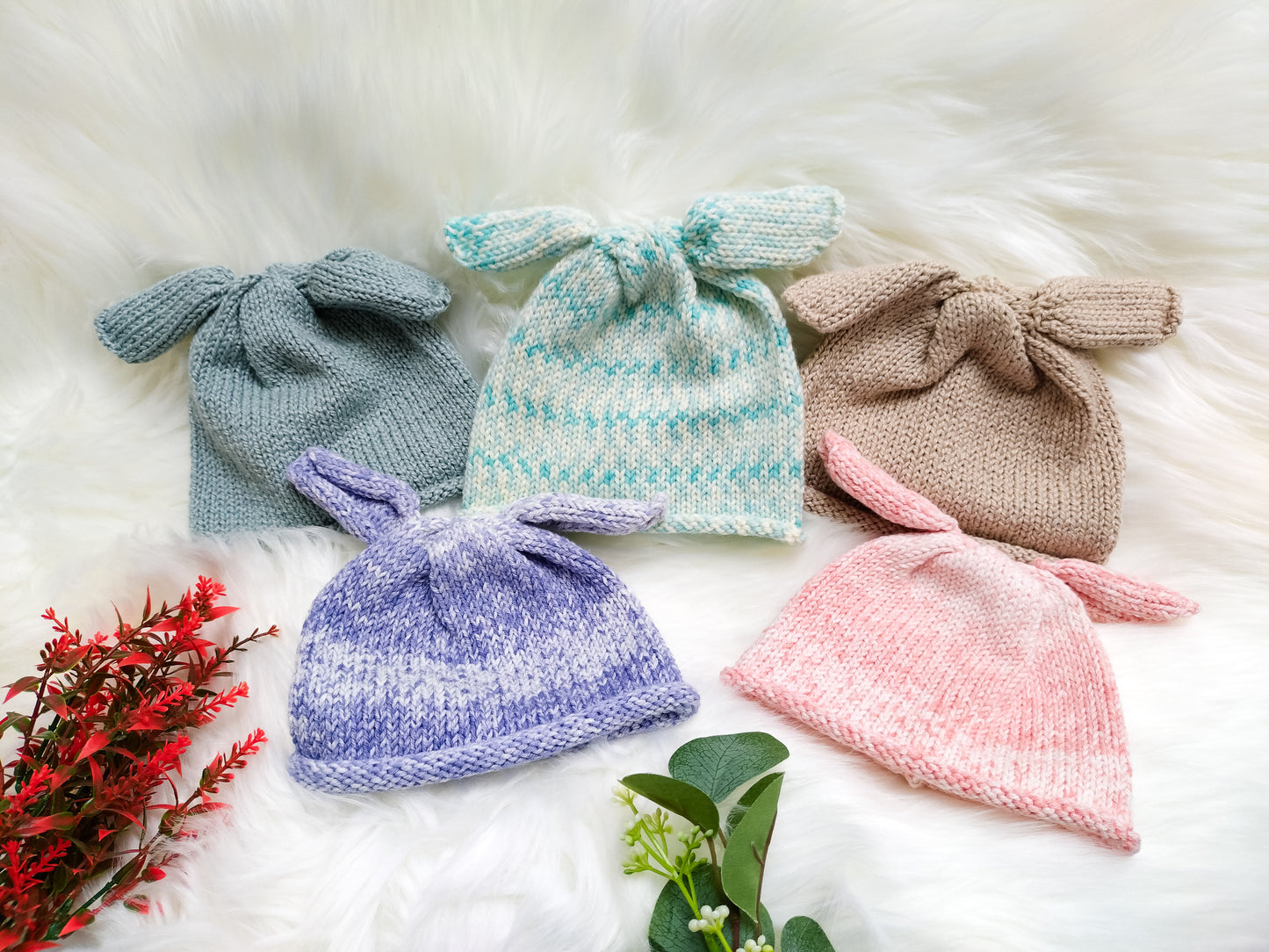 Baby Bunny Hat – 6–12 Months, Soft Cotton or Merino | 6 Colours