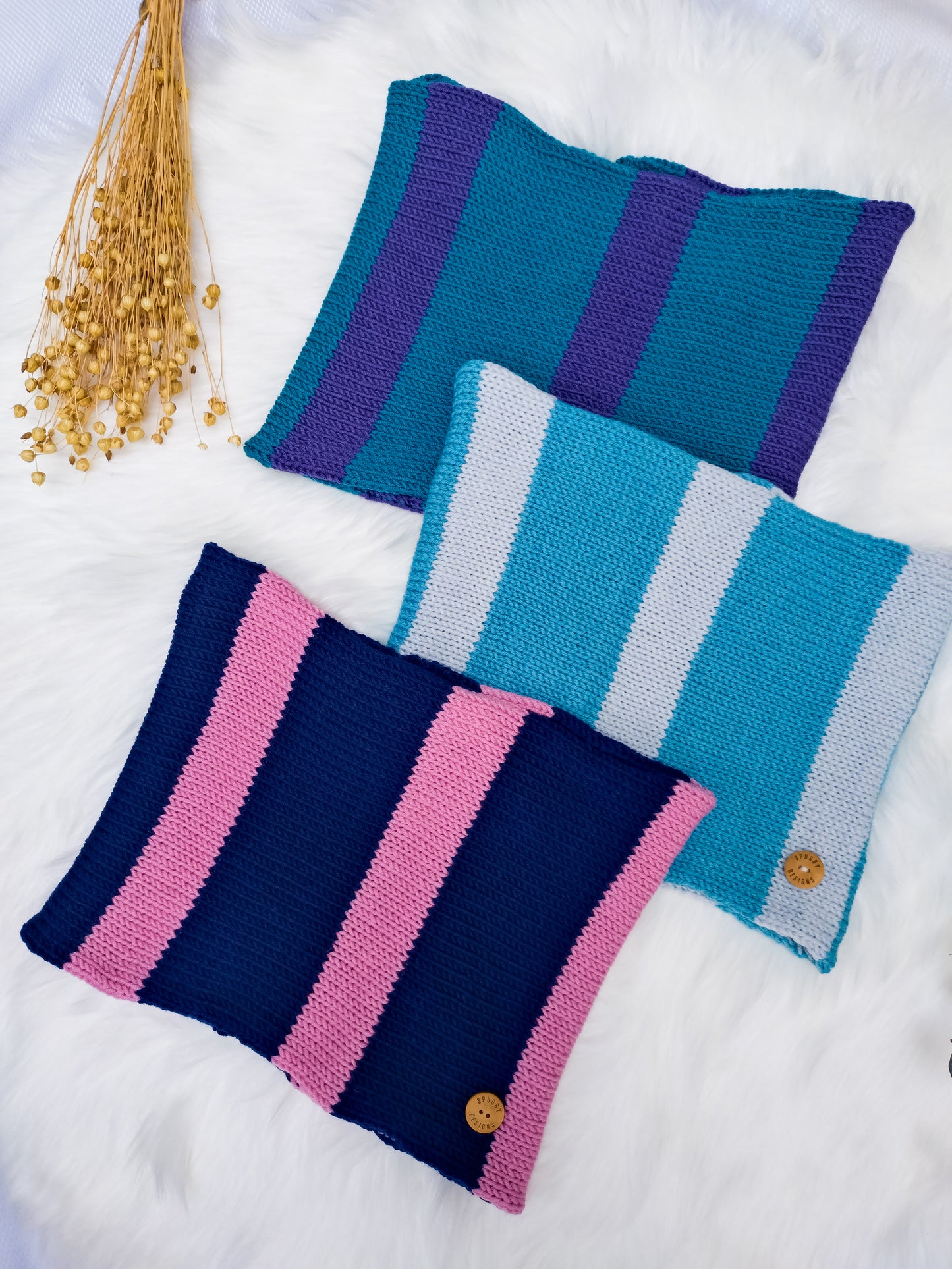 Bold Stripe Merino Wool Snood – Premade, Handmade in the UK