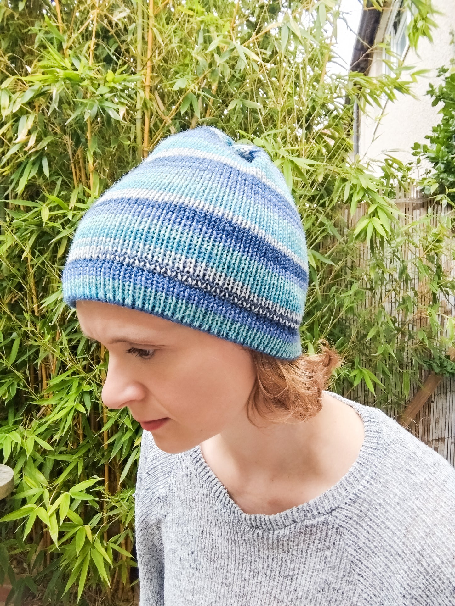 Winter Ice Striped Beanie Hat – Handmade, Cosy & Colourful