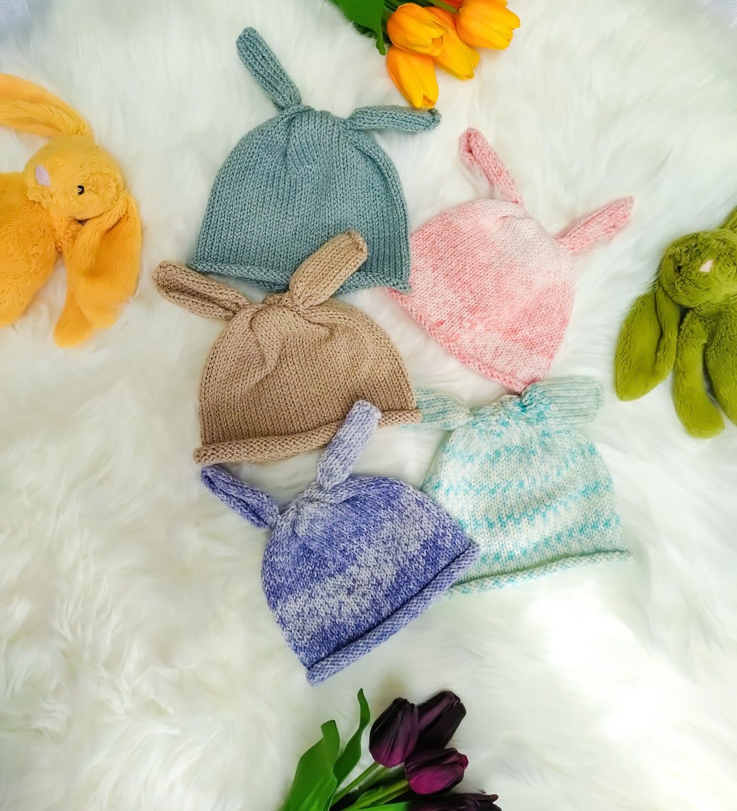 Baby Bunny Hat – 6–12 Months, Soft Cotton or Merino | 6 Colours