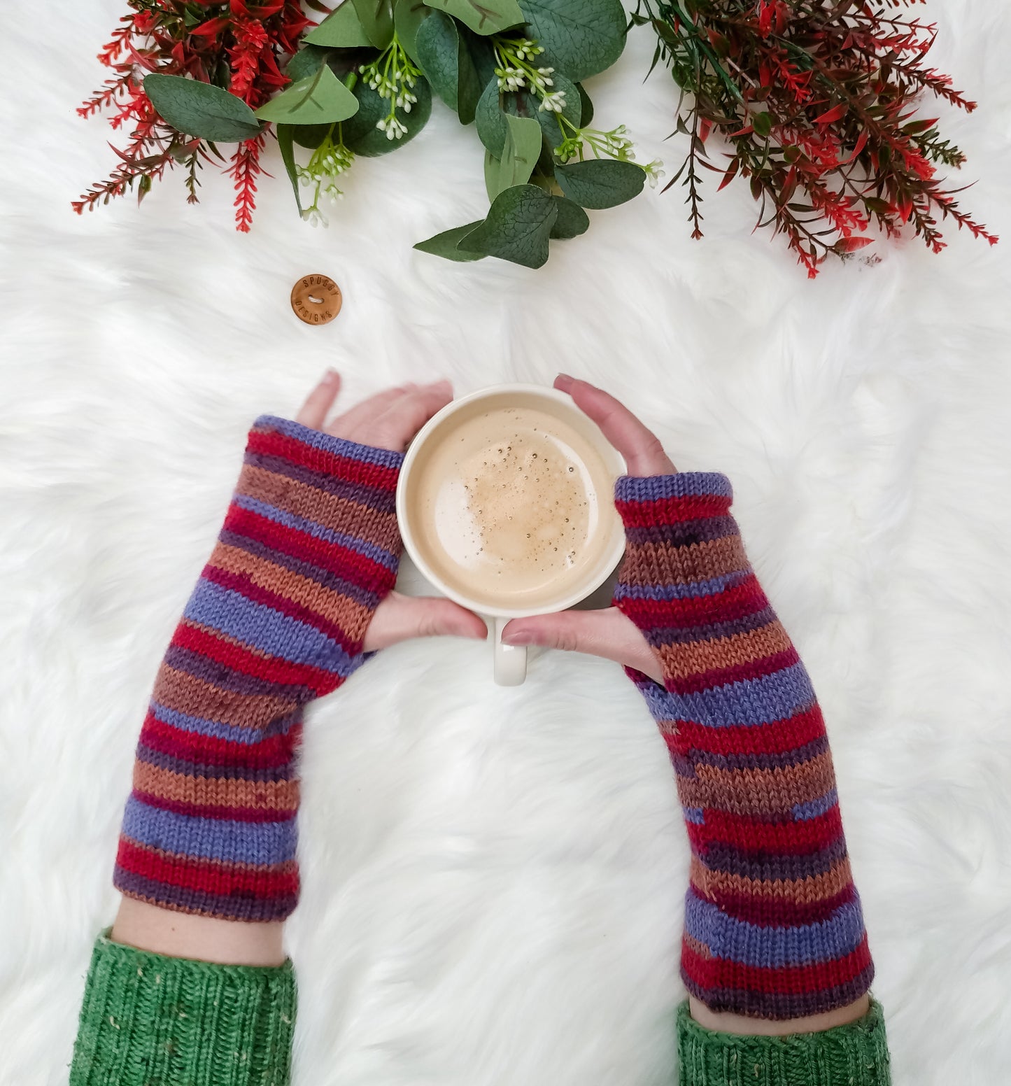 Colourful Wrist Warmers – Wool Blend, One Size, Handmade in the UK