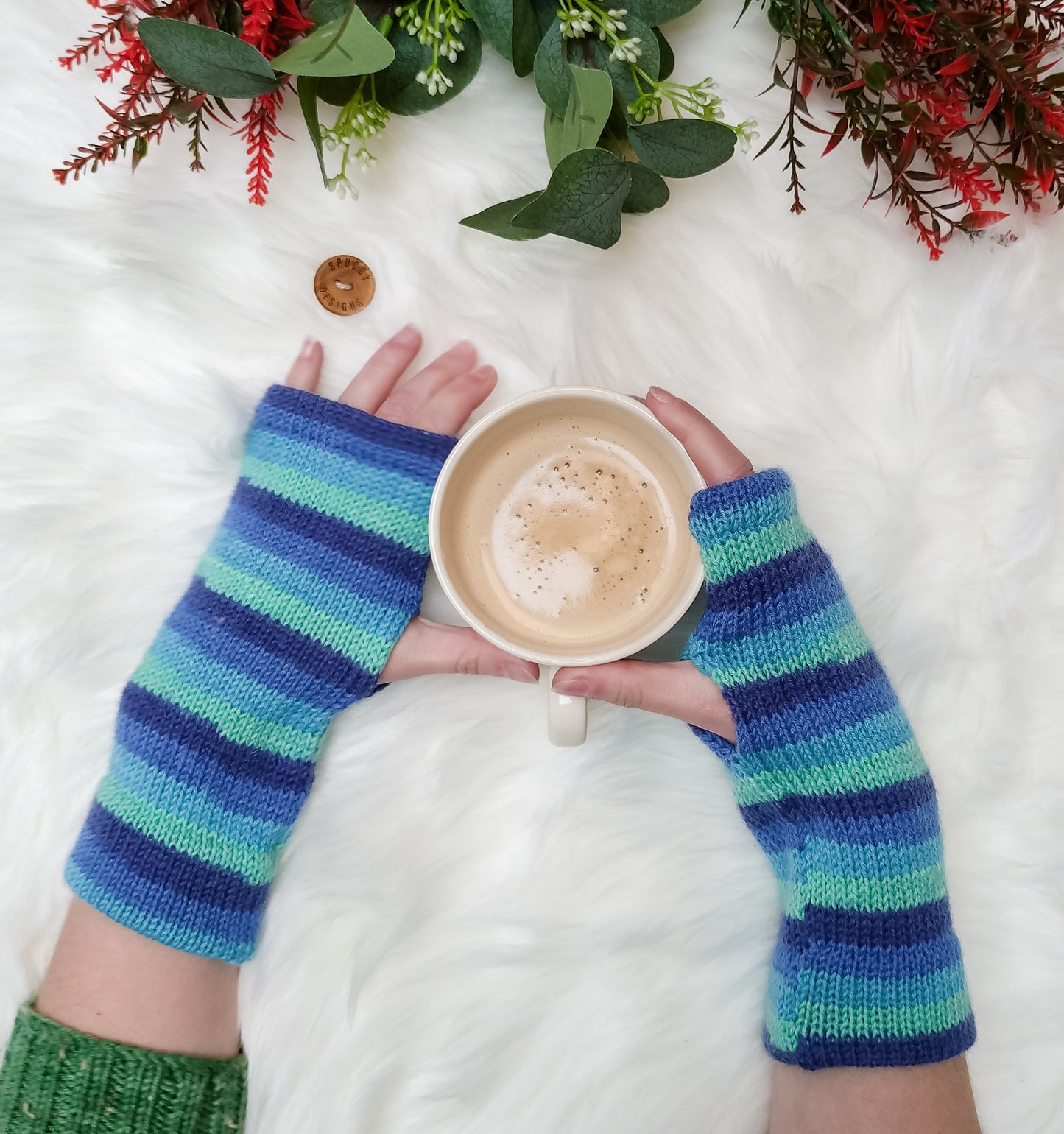 Colourful Wrist Warmers – Wool Blend, One Size, Handmade in the UK