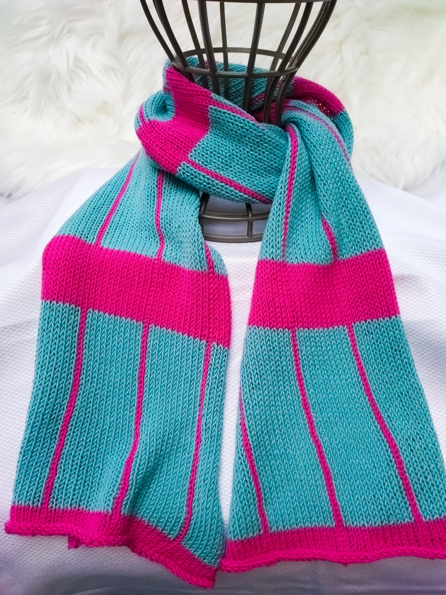 Large Checkered Merino Wool Scarf – Premade, Ready to Ship