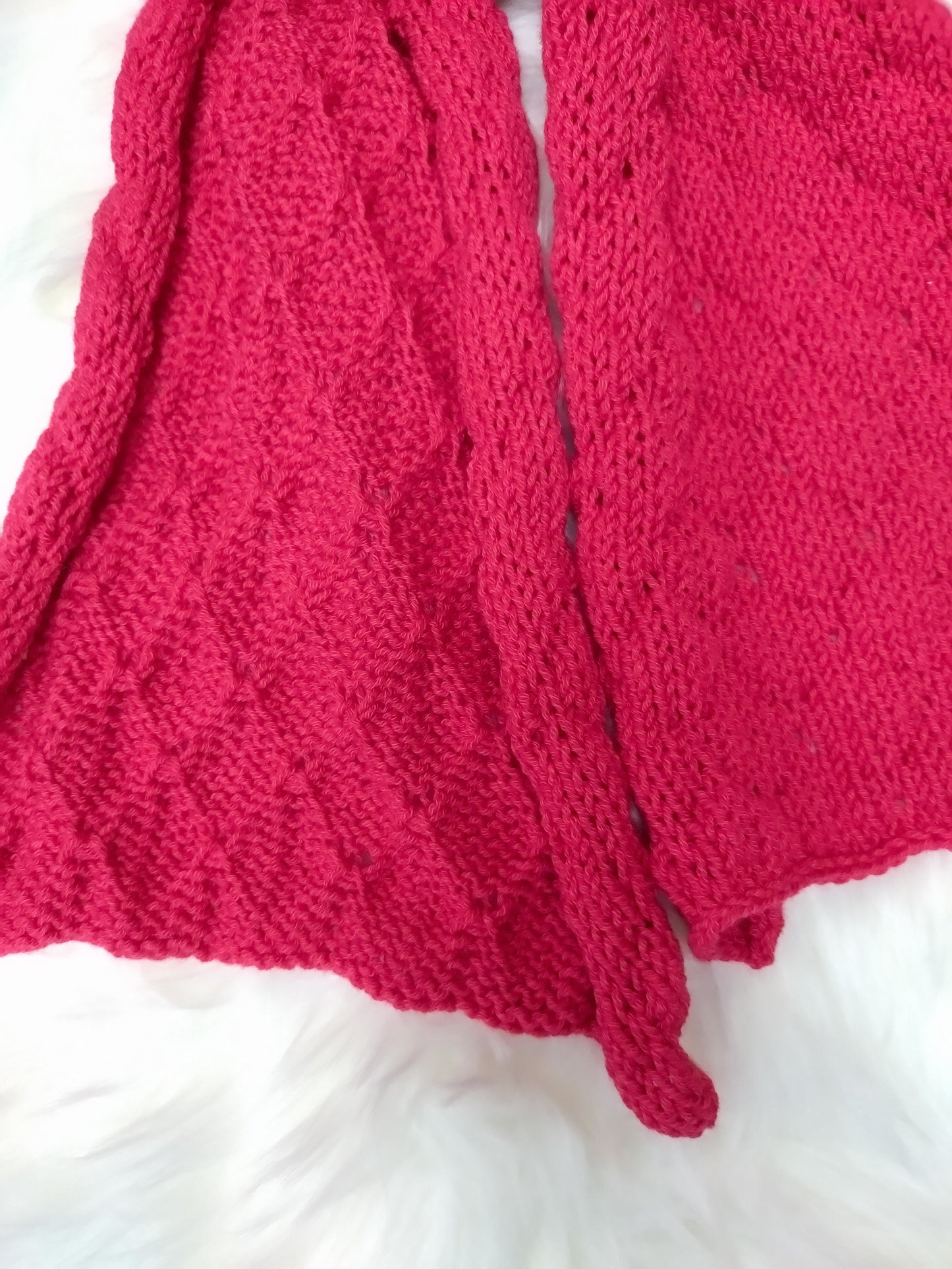 SALE: Cherry Red Reversible Scarf – Merino Wool & Linen, Handmade in the UK