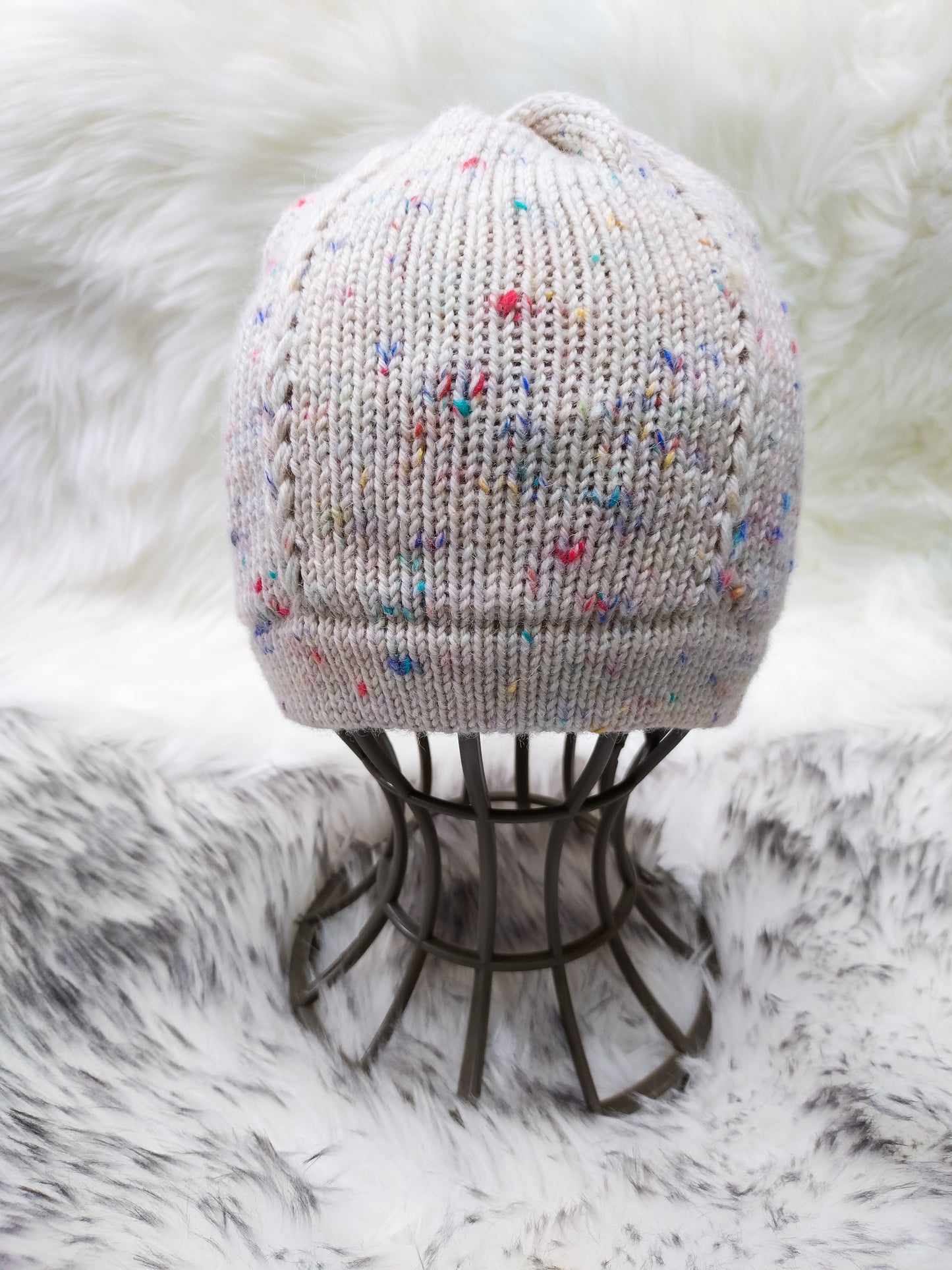 Cream & Sprinkles Merino Wool Beanie – Handmade Double-Layered Winter Hat