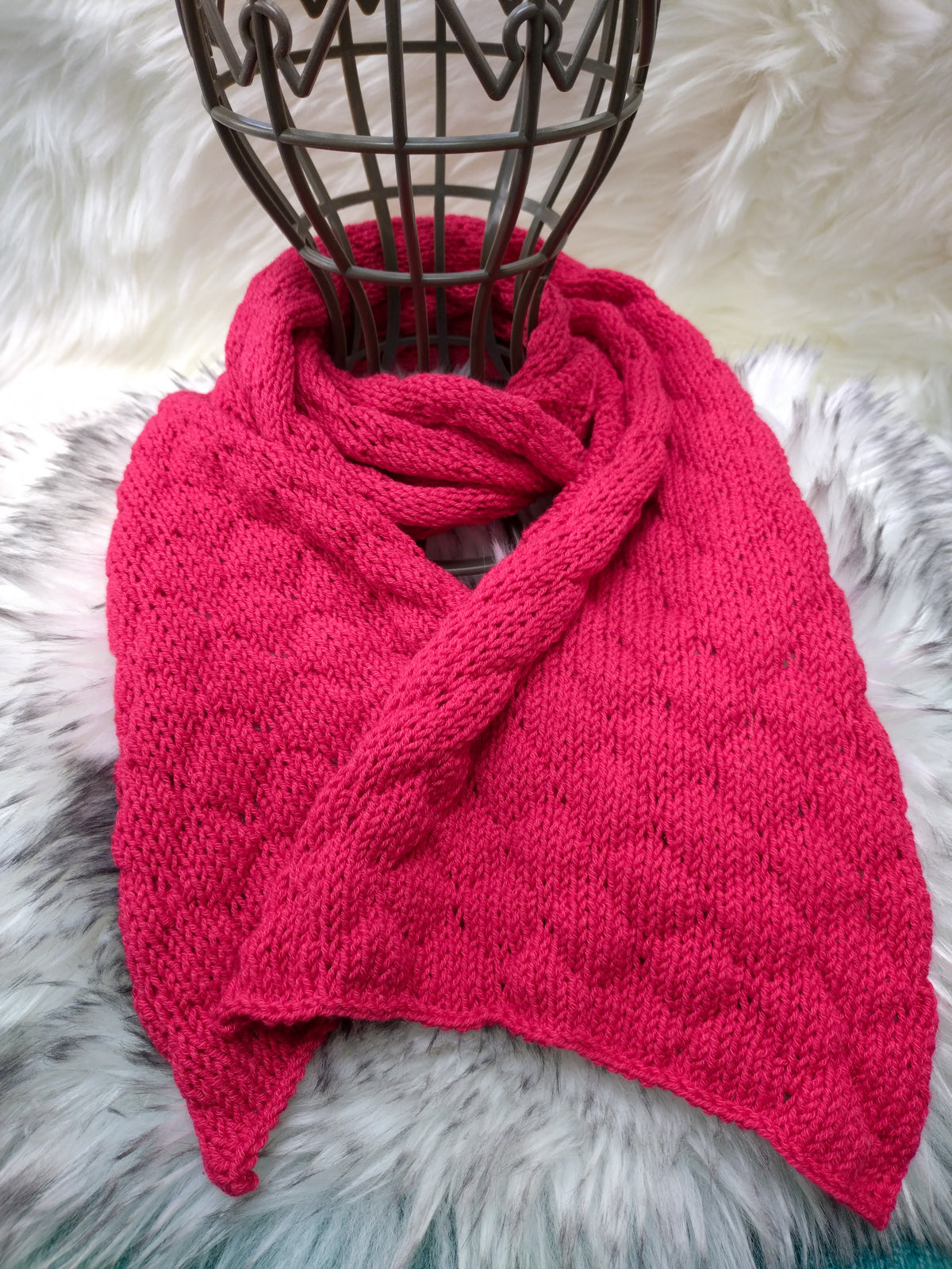 SALE: Cherry Red Reversible Scarf – Merino Wool & Linen, Handmade in the UK