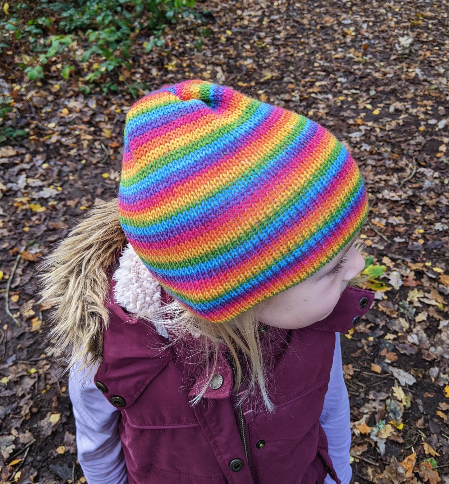 Kids Vivid Rainbow Beanie Hat