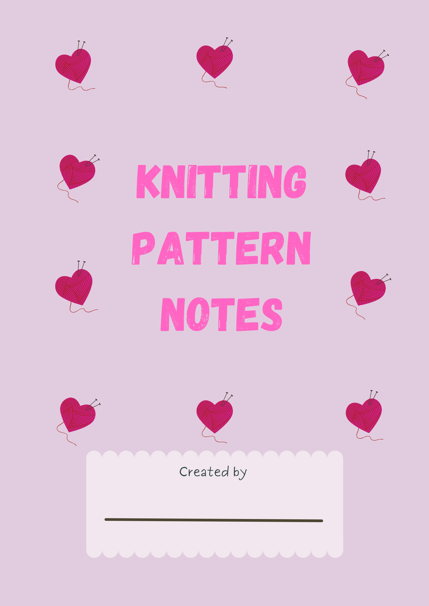 A5 Heart knitting pattern notebook journal - for designs & instructions