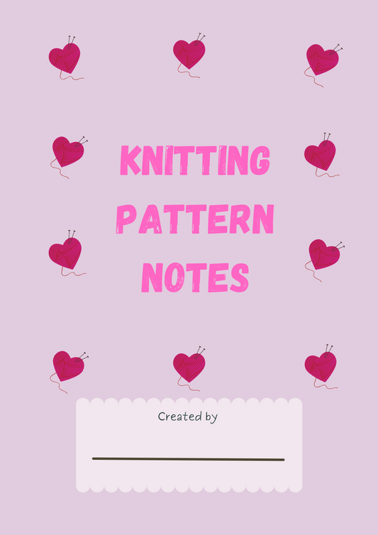 A5 Heart knitting pattern notebook journal - for designs & instructions