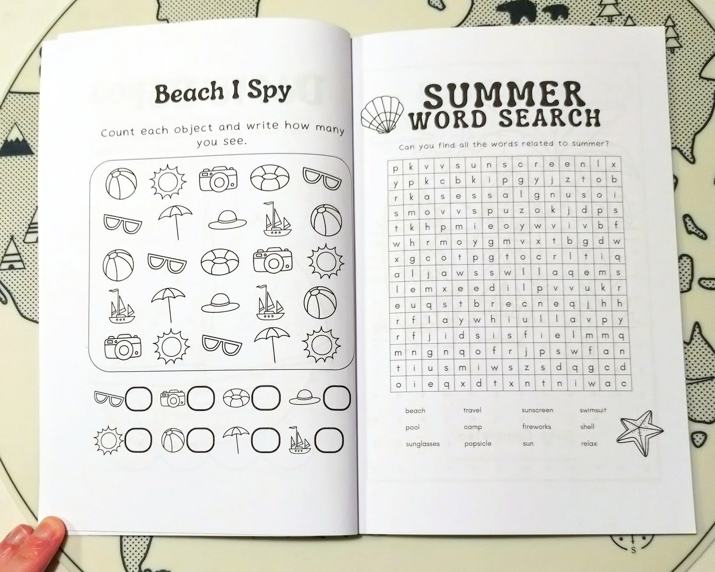 Summertime Kids Activity Book - A5 Notebook. Dot to Dot, word searches & more