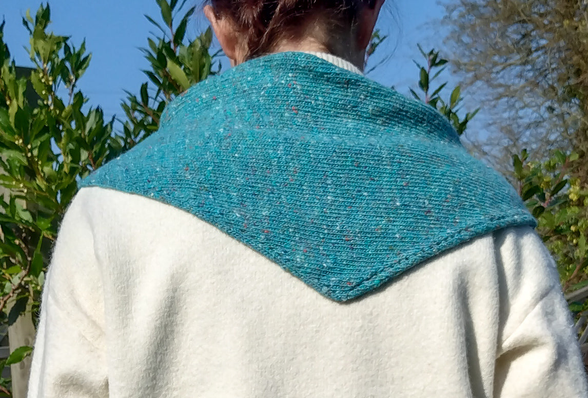 Handmade Dongled Teal Triangle Scarf - British Wool