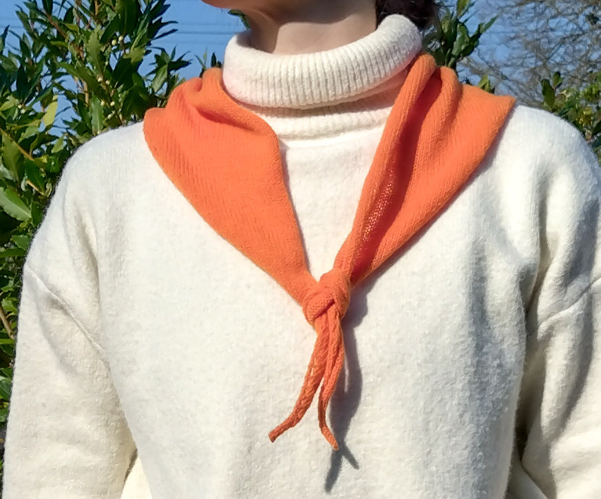 Handmade Satsuma Orange Triangle Scarf – British wool