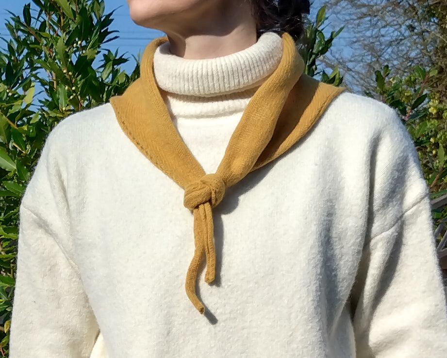 Handmade Mustard Yellow Triangle Scarf - British Wool