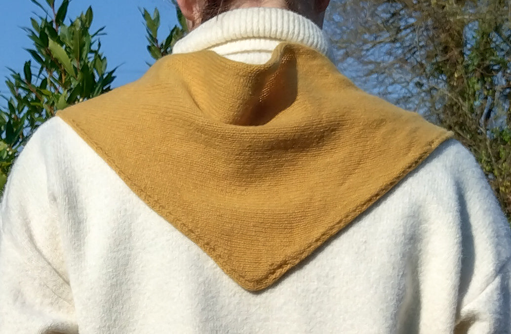 Handmade Mustard Yellow Triangle Scarf - British Wool