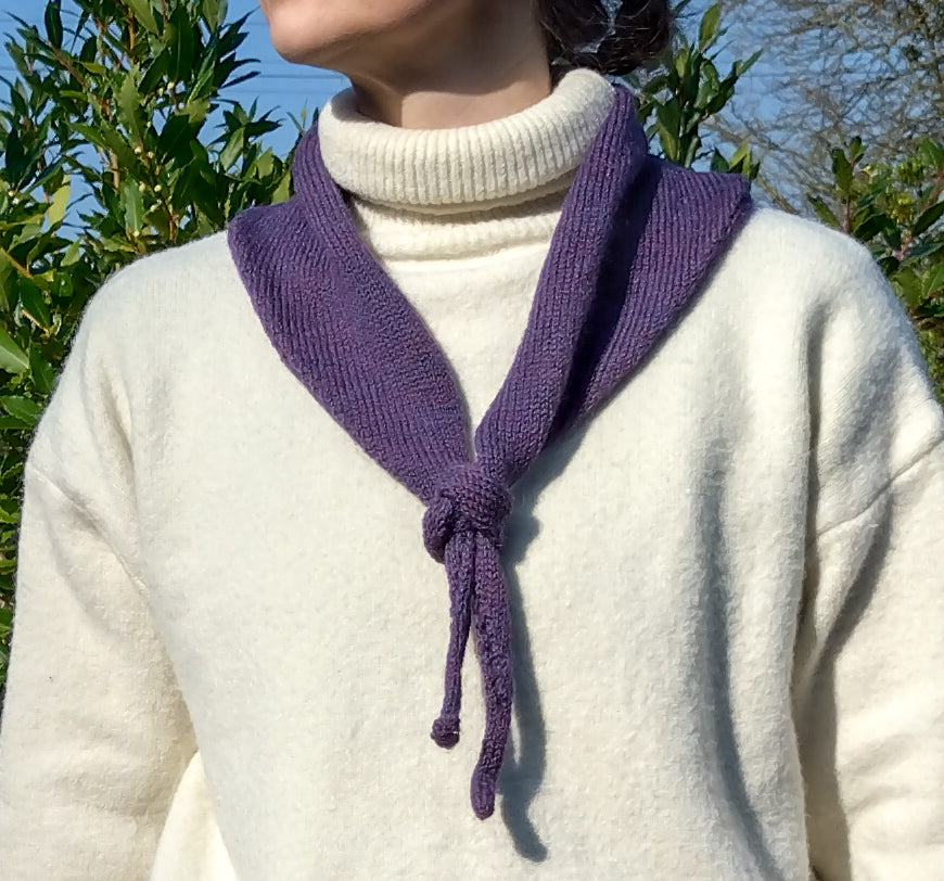 Handmade Heather Purple Triangle Scarf - British Wool