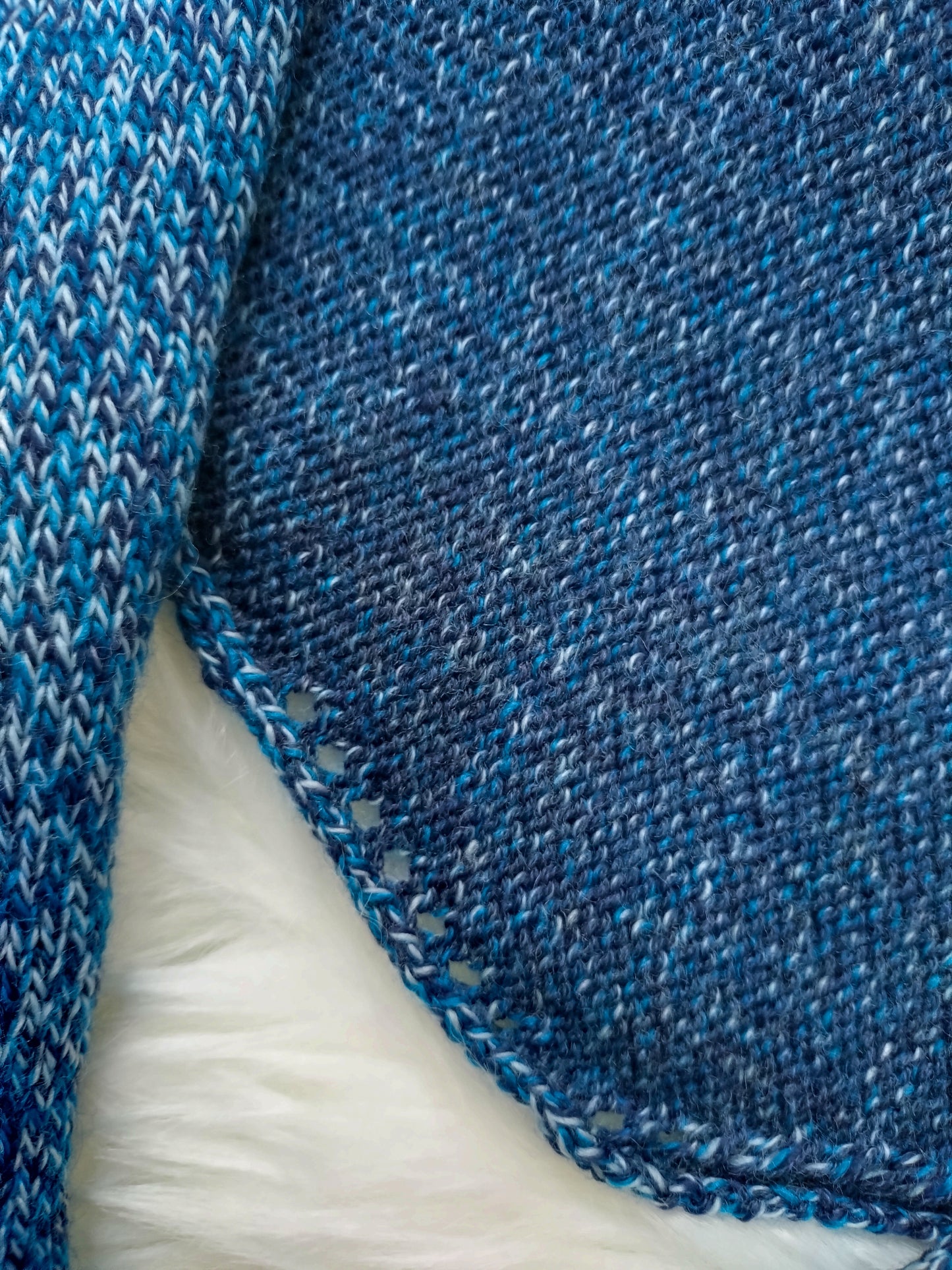 Handmade Twisted Blue Triangle Scarf - British & Merino Wool