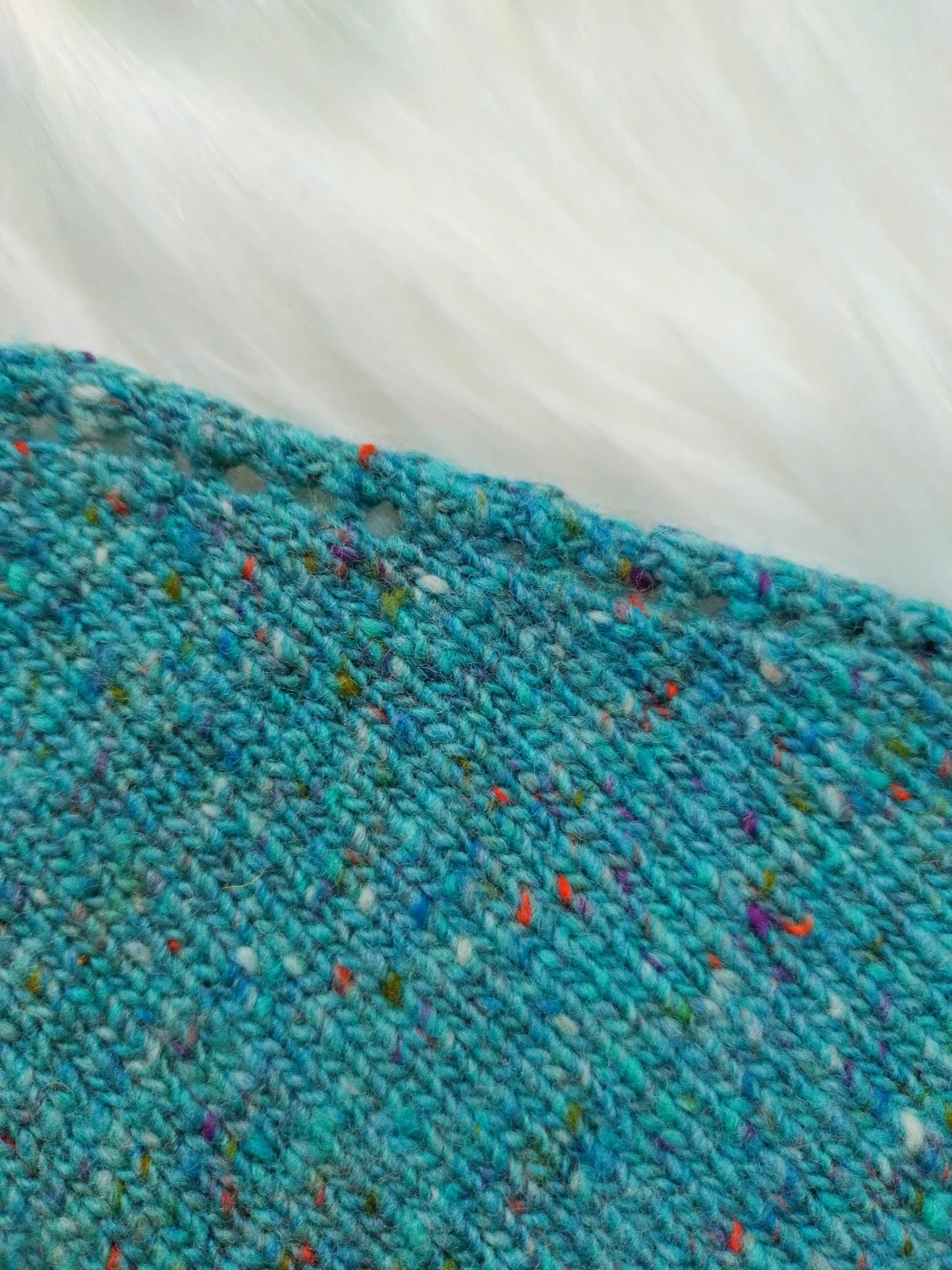 Handmade Dongled Teal Triangle Scarf - British Wool