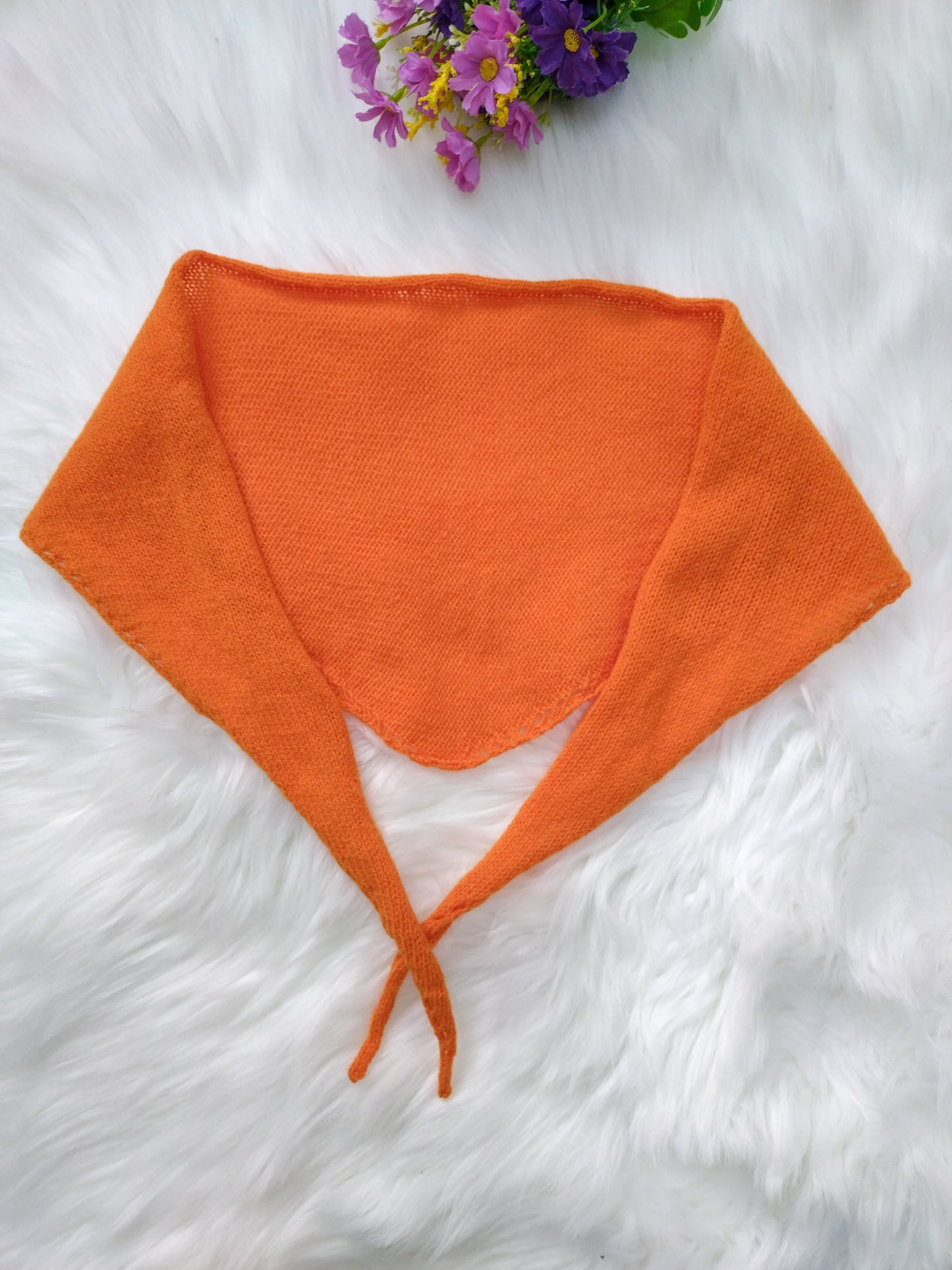 Handmade Satsuma Orange Triangle Scarf – British wool