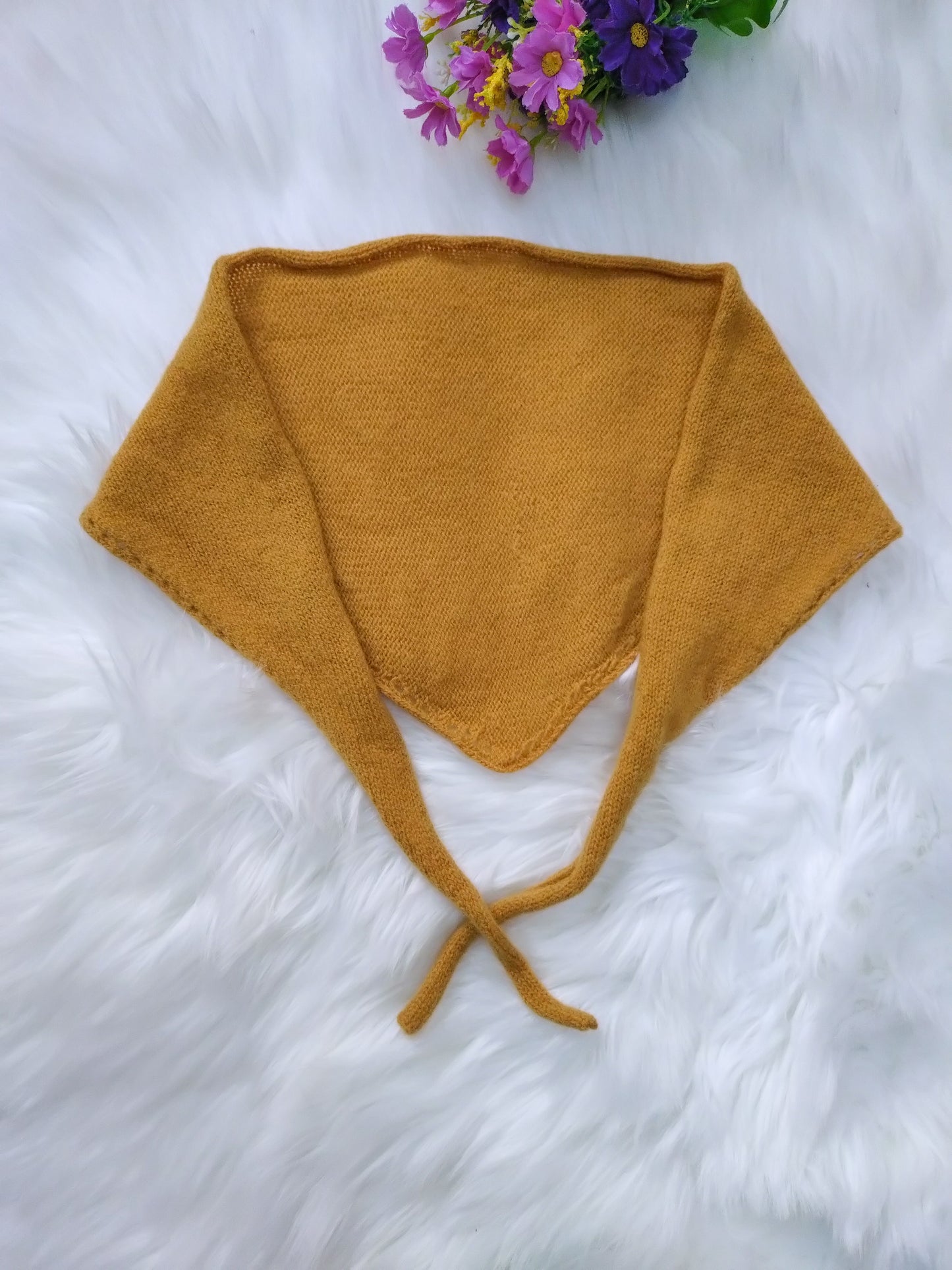 Handmade Mustard Yellow Triangle Scarf - British Wool