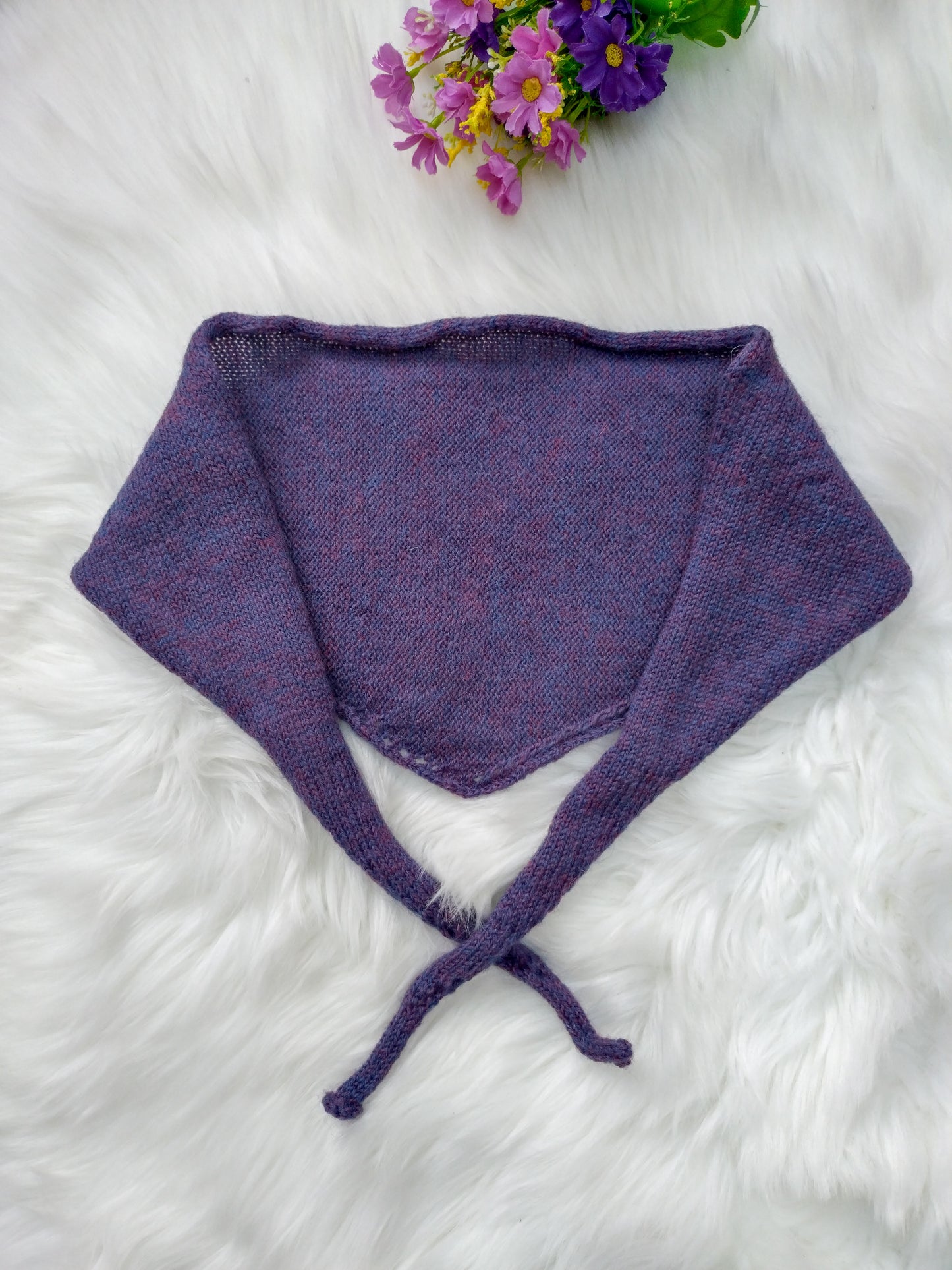 Handmade Heather Purple Triangle Scarf - British Wool