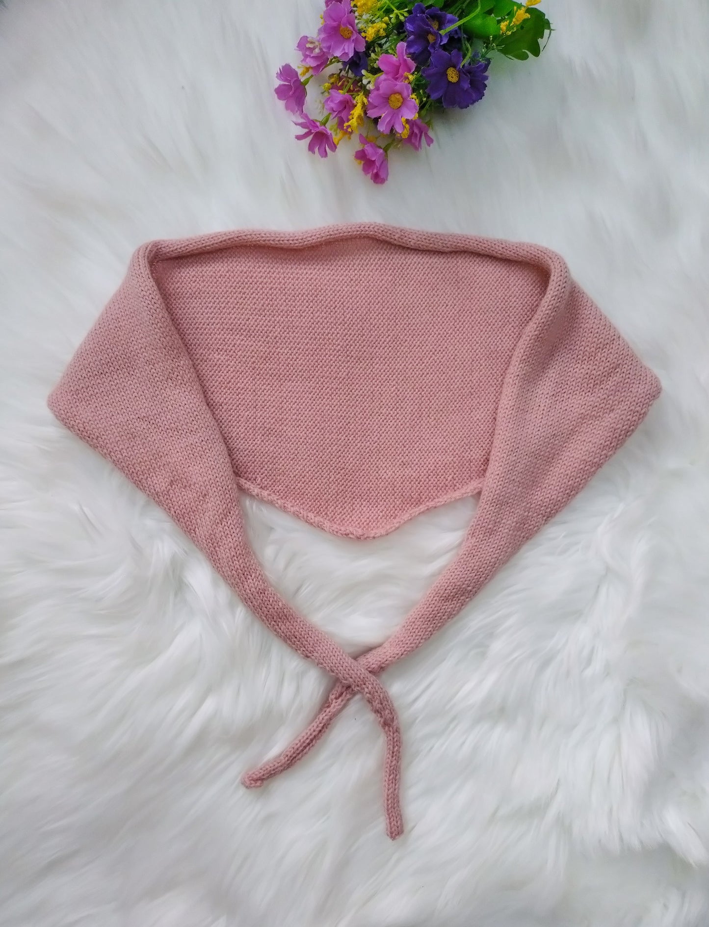 [New] Handmade Rose Pink Triangle Scarf – Merino wool